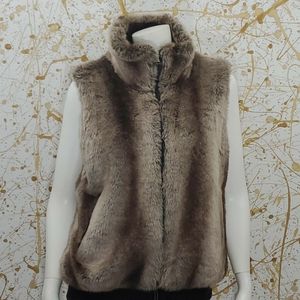 Coldwater Creek faux fur high collar vest size 12